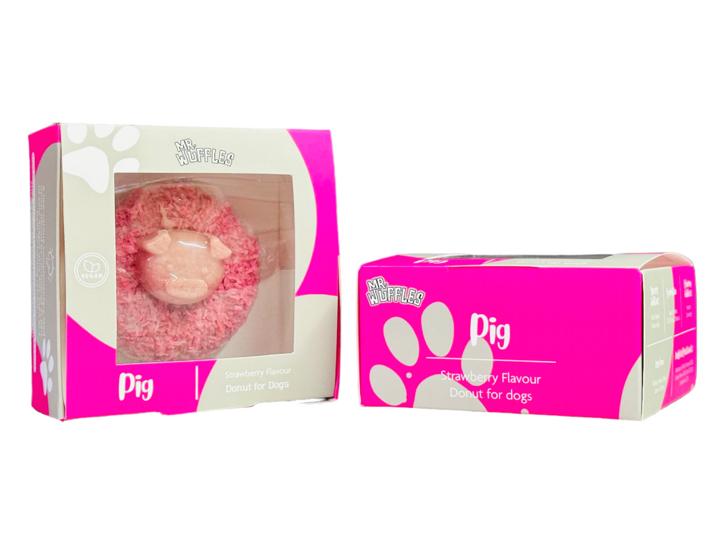 Here Little Piggy Dog Donut Treat Boxed - Strawberry Flavour