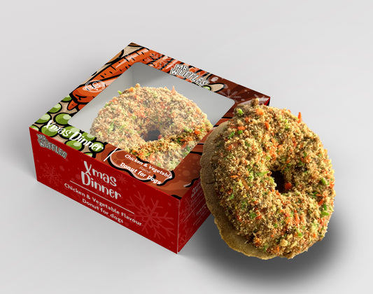 Christmas Dinner Boxed Dog Donut Treat - Xmas Dinner Flavour